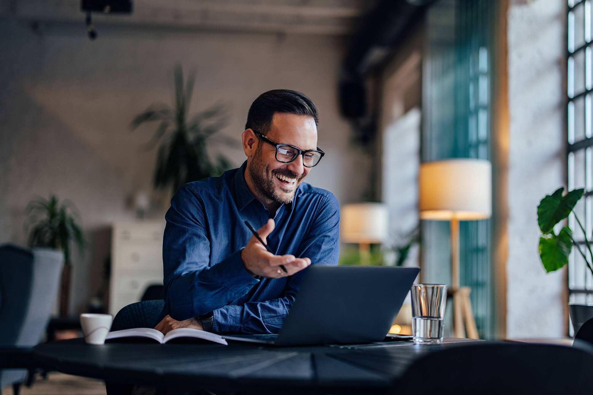 Business owner having an online meeting