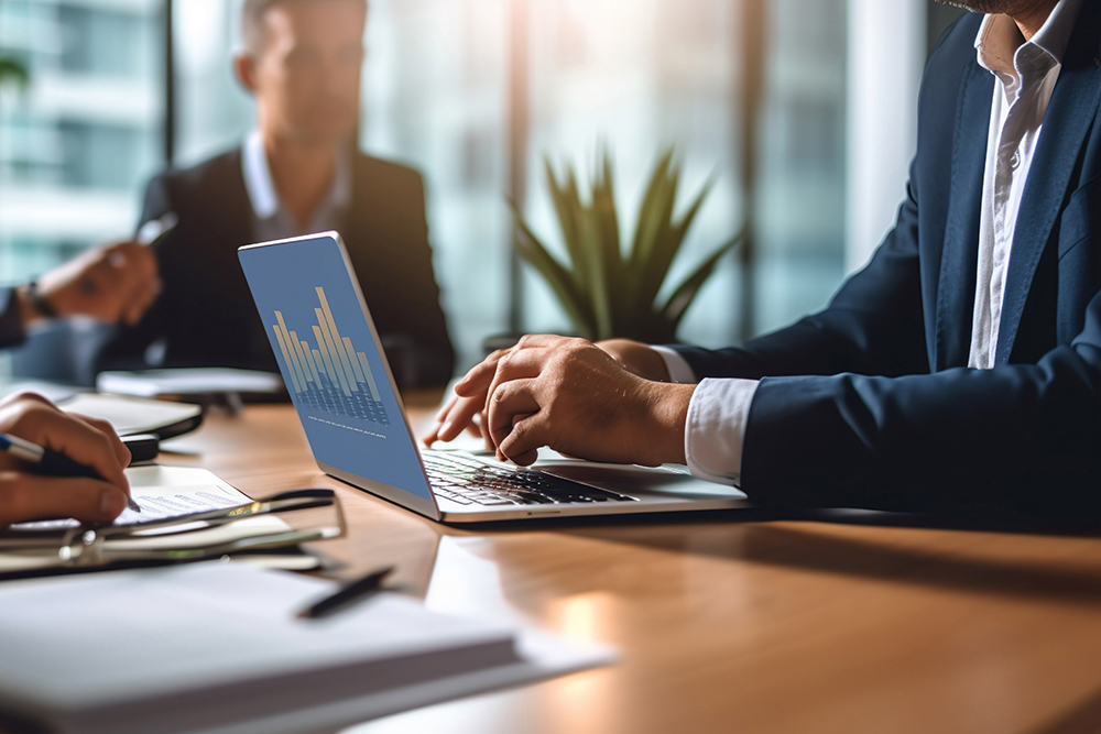 Business people working on statistical data